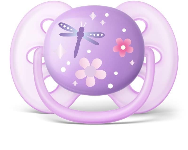 2 Sucette Ultra Douce - 6-18 Mois Fille - Violet - Libellule/fleurs — vue 4 sur 4