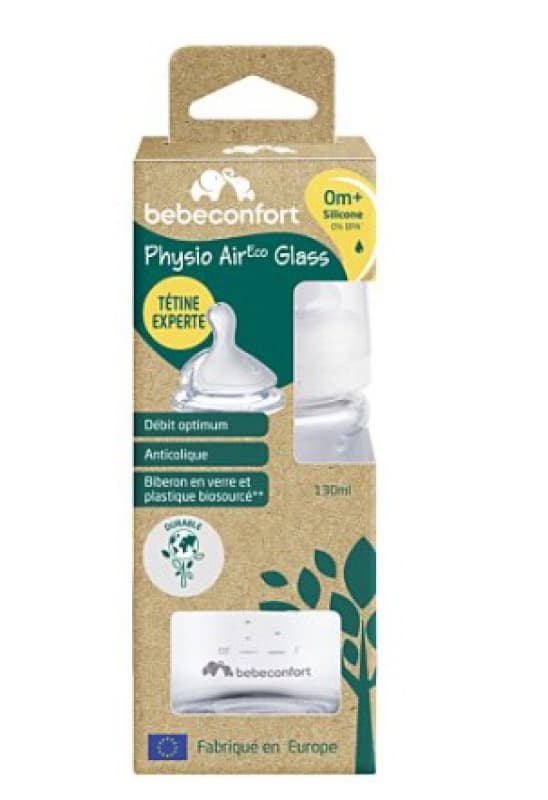 Biberons Col Large Verre Physio 130ml Sand 0+, bebeconfort — vue 1 sur 2