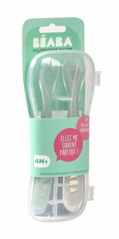 Lot de 2 Cuilleres 1er Age Silicone, velvet grey/sage green 8 x 3 x 19,5 — vue 3 sur 4