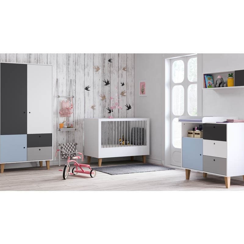 Commode Gris Bleu Chambre Concept, blanc/graphite/gris/bleu — vue 2 sur 2