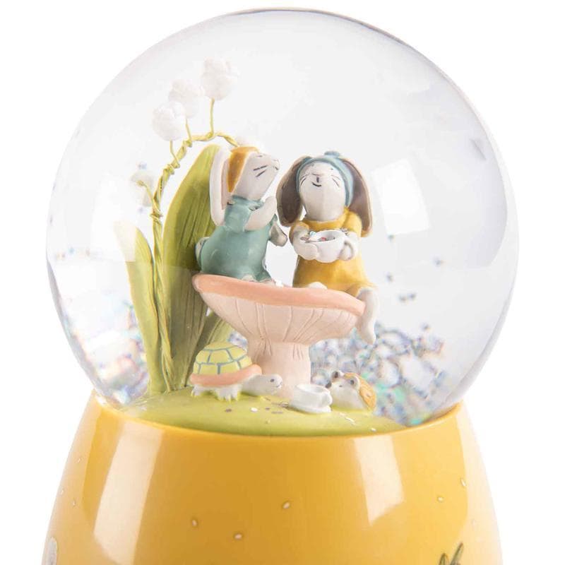 Boule a Neige Musicale, trois petits lapins moutarde 0x10,5x15xcm p-e-a-h — vue 4 sur 4