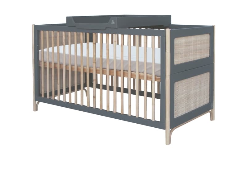 Oceania Lit 70x140 Evolutif Pieds en Canne de Rotin et Facades de Lit Tressag, théo silex — vue 3 sur 3