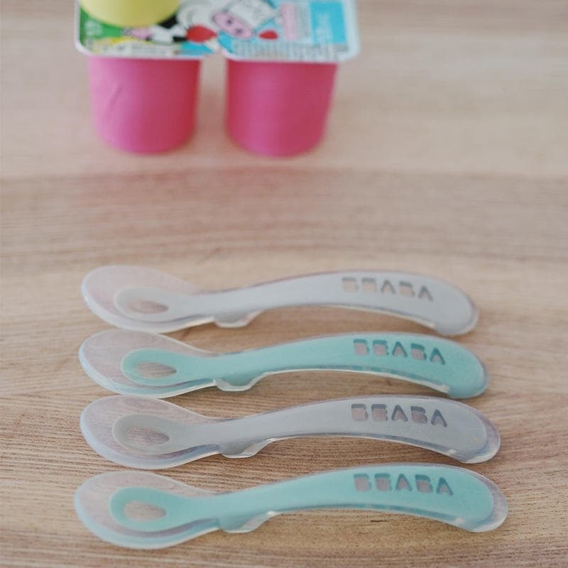 Cuilleres Silicone X4, velvet grey/sage green 2eme age beaba — vue 2 sur 3