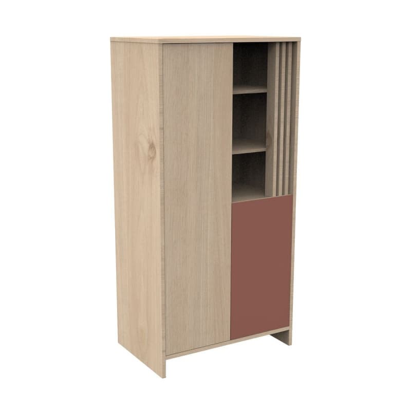 Armoire 2 Portes Terracotta, tokyo meuble chêne suave - terracotta — vue 2 sur 5