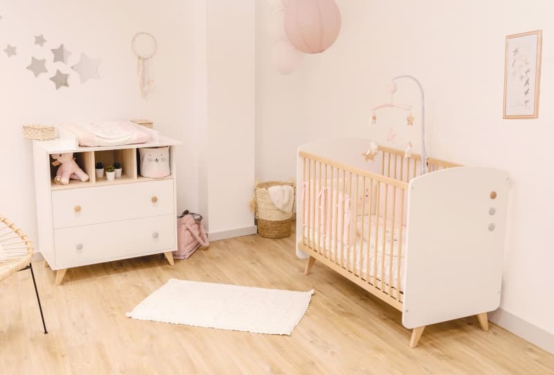Ensemble Lit 60x120 + Commode + Plan a Langer Senja, senja domiva blanc 124x65x95 (lit) 86 x48x92 (commode) 86x74x8 (plan à langer — vue 2 sur 3