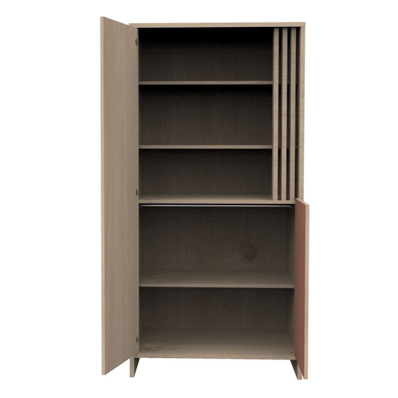 Armoire 2 Portes Terracotta, tokyo meuble chêne suave - terracotta — vue 3 sur 5