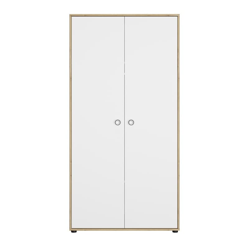 Armoire 2 Portes Arthur, arthur essentiel galipette blanc et chêne artisan — vue 2 sur 2