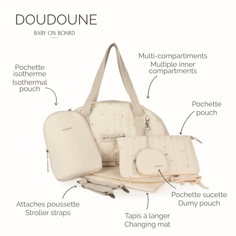 Sac a Langer Doudoune, coton blanc baby on board 26/07 — vue 4 sur 5