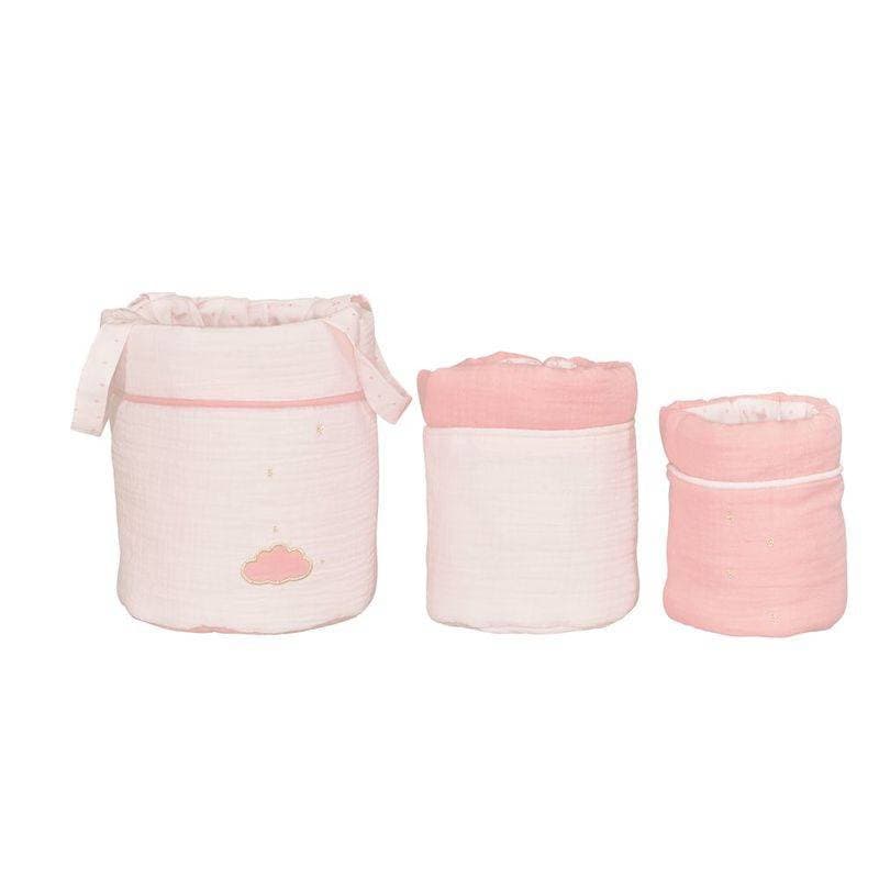 Lot de 3 Panieres Gigognes Rose Lily Poudree, lily poudree sauthon baby deco rose blush - rose p — vue 1 sur 2