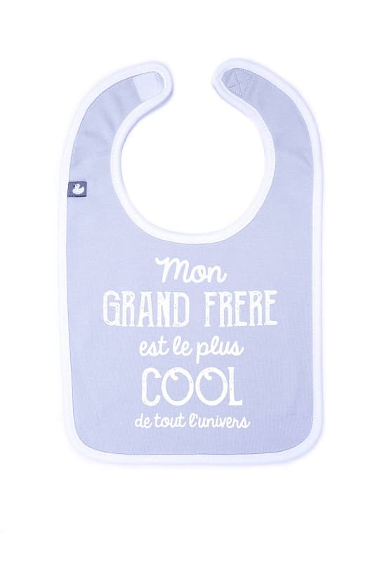 Bavoir Mon Grand Frere Est le Plus Cool, bb&co gris clair /blanc 0-18 mois per