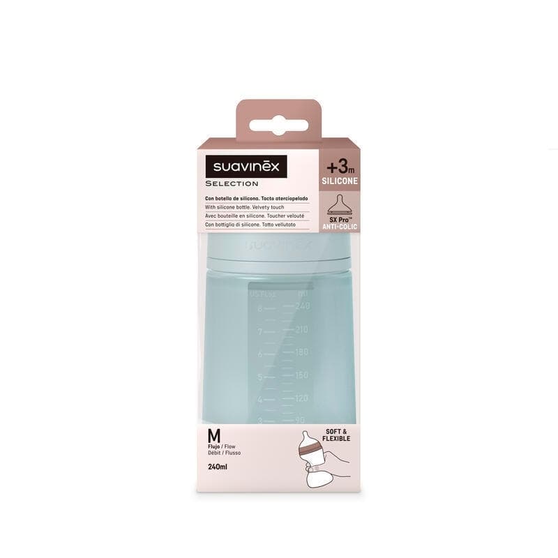 Biberon Silicone 240ml Bleu, suavinex 2024 — vue 3 sur 5