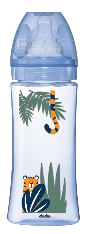 Biberon Initiation+ Anti-colique 330ml Bleu Jungle +6 Mois Tetine Ronde 3 Vites, bleu jungle 330ml debit 3 dodie h-23 — vue 3 sur 5