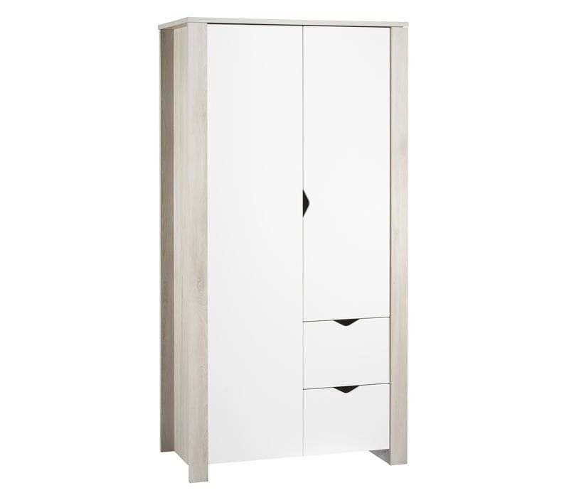 Armoire 2 Portes 2 Tiroirs Tipee, tipee sauthon easy blanc/decor hetre cendre l 99 x — vue 3 sur 3