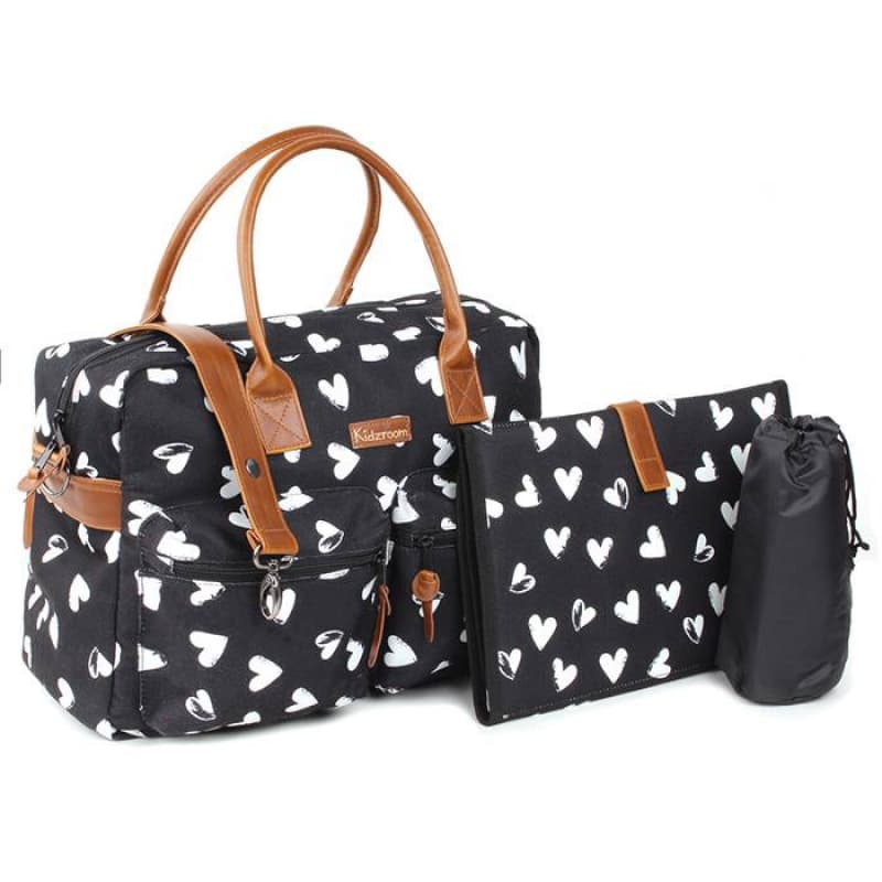 Sac a Langer (avec Matelas & Range Biberon) Black & White - Coeurs, noir/blanc per — vue 2 sur 5