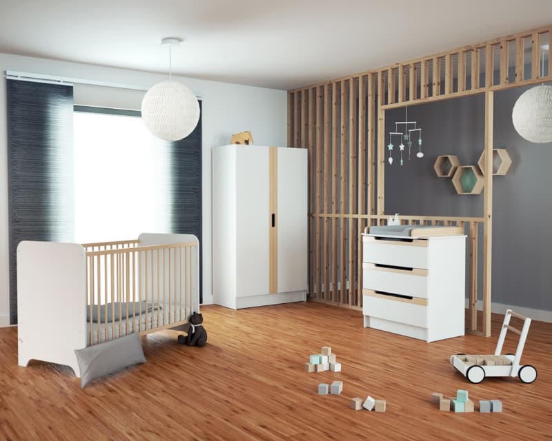 Chambre 3 Tiroirs, carrousel at4 blanc et hãªtre verni taille unique ah 24 — vue 4 sur 4