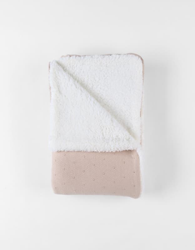 M&m24 Couverture Tricot Powder Pink avec Sherpa 75x100, rose 75x100 cm mix & match noukies permanent — vue 3 sur 4
