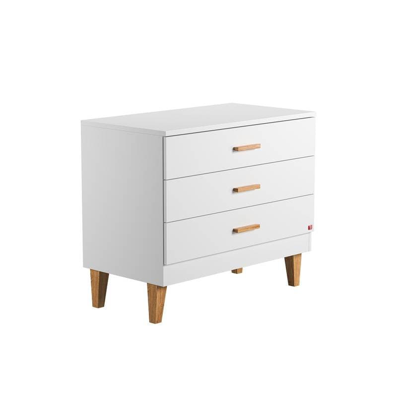 Commode 3 Tiroirs Lounge Blanc, 100x55x86,5 blanc/bois