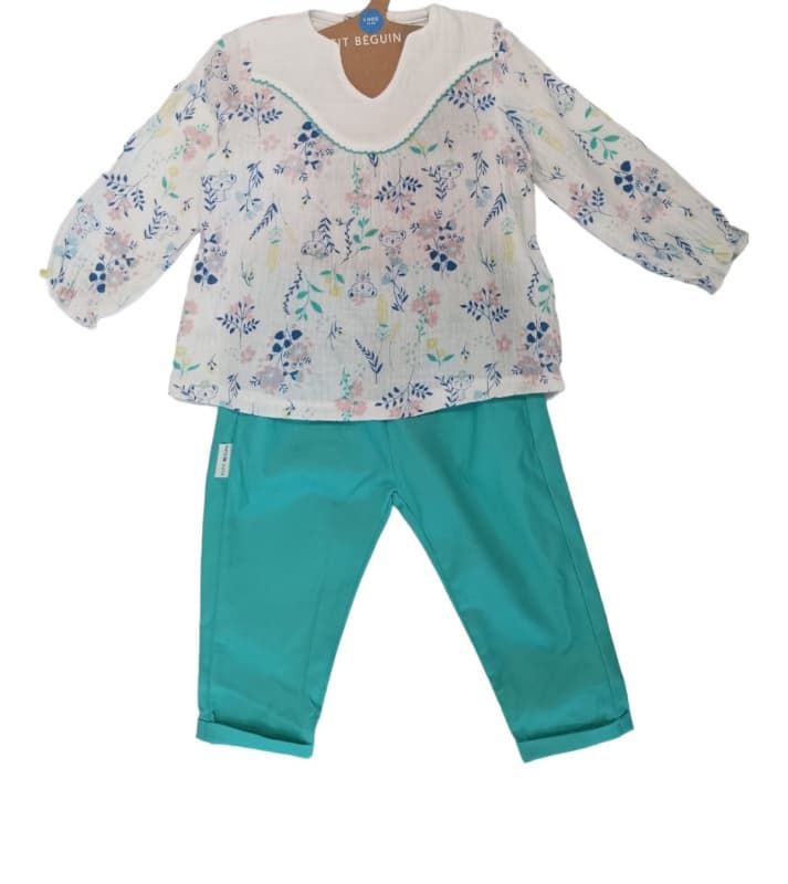Ensemble Tunique+pantalon 36m, paradise flowers-36m