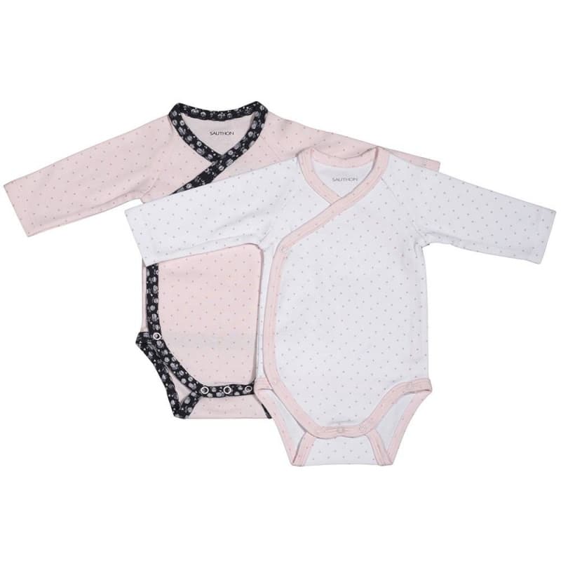 Bodies Blanc/rose Lot de 2 Taille 1 Mois Miss Fleur de Lune, sauthon — vue 3 sur 3