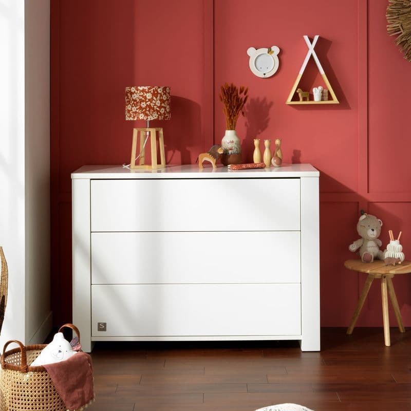 Commode 3 Tiroirs sur Montants Loft Blanc, loft blanc meuble — vue 2 sur 3