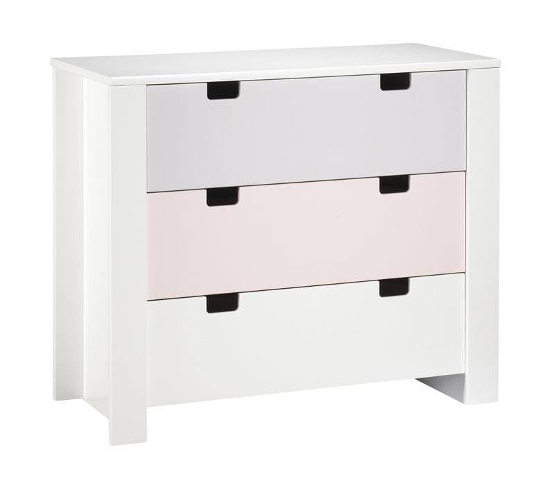 Commode 3 Tiroirs City Girl, city girl sauthon easy blanc/rose/gris l 112 x h 9