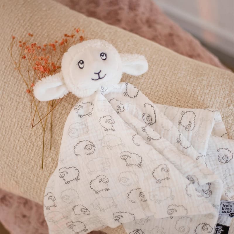 Doudou Mouton Lange, ecru wooly trois kilos sept h-24 — vue 2 sur 2