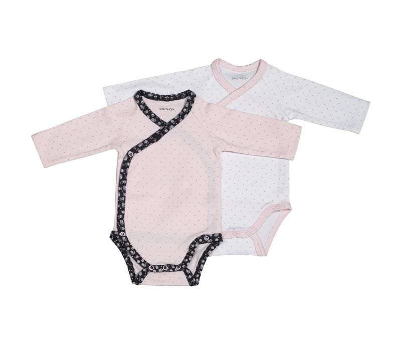 Bodies Blanc/rose Lot de 2 Taille Naissance Miss Fleur de Lune, sauthon — vue 3 sur 3
