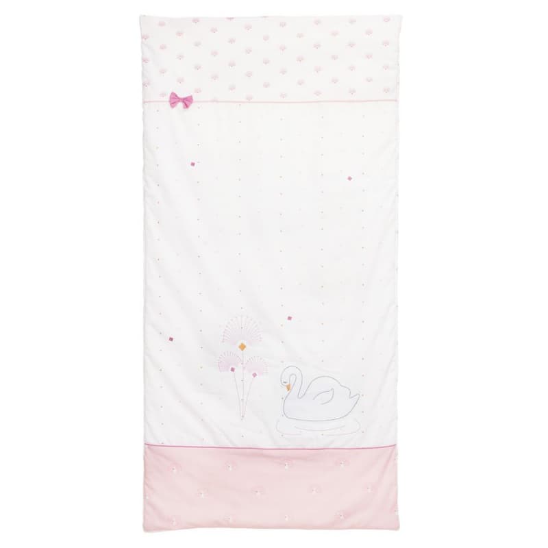 Edredon 120x60 Baby Swan, baby swan sauthon baby deco blanc - rose — vue 2 sur 2