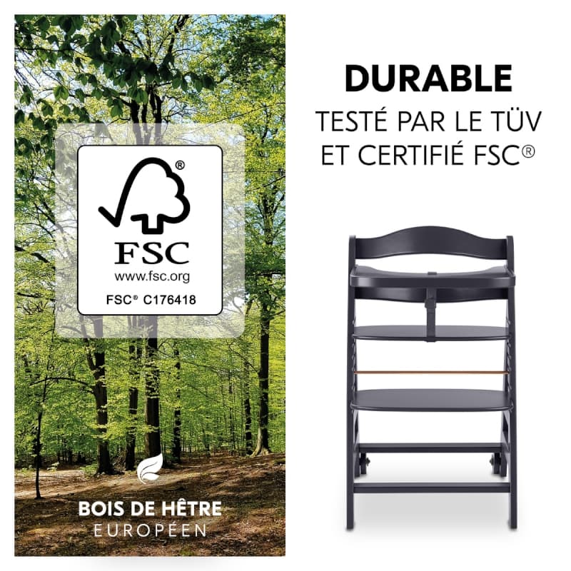 Chaise Haute Beta+, dark grey hauck — vue 4 sur 5