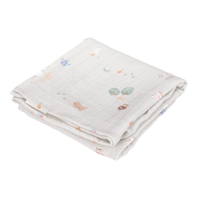 Langes Gaze Coton X2, vert 70x70cm little farm little dutch 05-24 — vue 3 sur 3