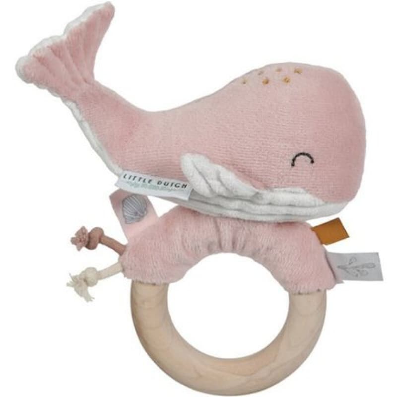 Hochet Anneau Baleine Ocean Pink, little dutch pink 14 x 14 x 4 cm