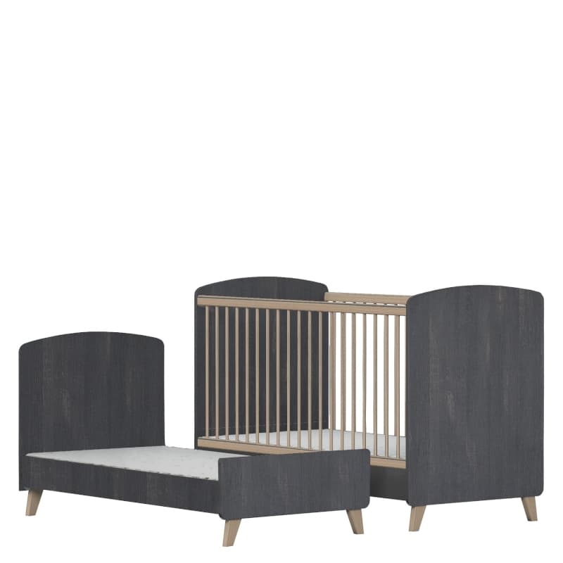 Lit 70x140 Transformable - Sommier 3 Positions Senja, senja domiva anthracite 144x75x101