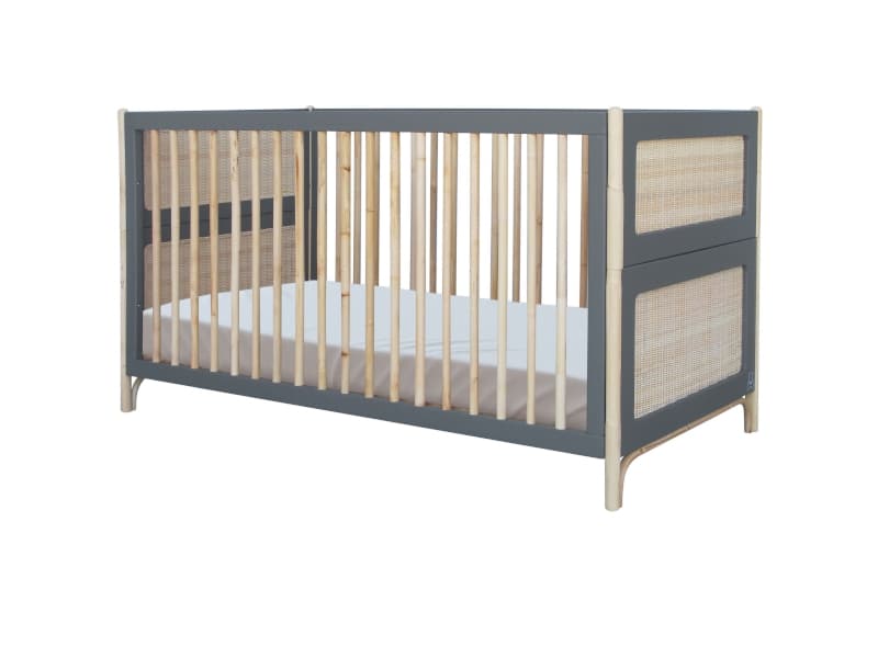 Oceania Lit 70x140 Evolutif Pieds en Canne de Rotin et Facades de Lit Tressag, théo silex — vue 1 sur 3