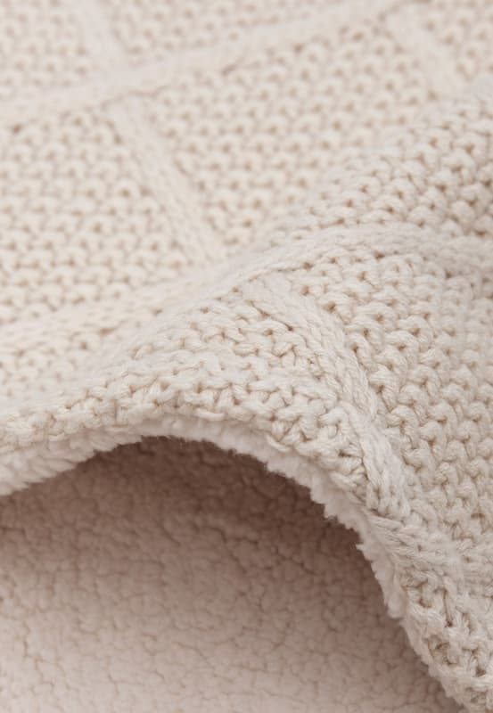 Couverture Berceau Fleece, oatmeal 75x100cm check knit jollein h-24 — vue 5 sur 5