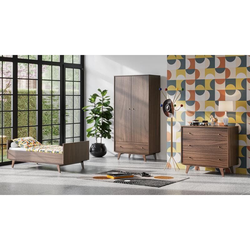 Commode 3 Tiroirs, noyer mid 2 vox — vue 3 sur 4
