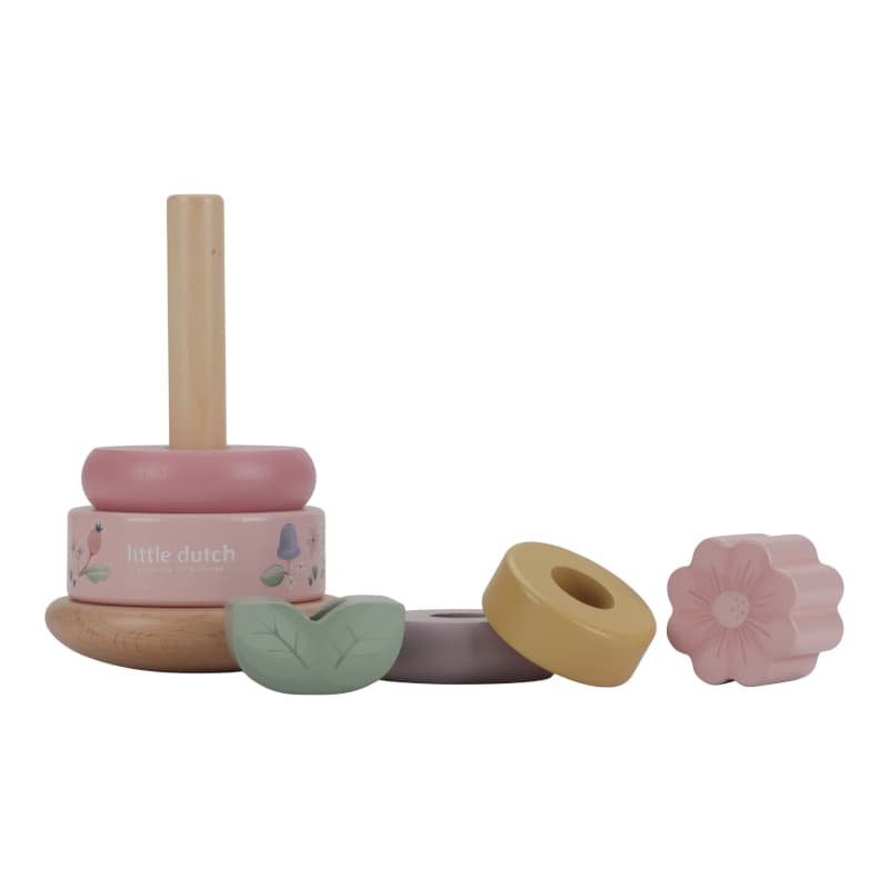 Tour Anneaux a Empiler Bois Fsc, bleu jaune vert bois multicolore fairy garden little dutch — vue 3 sur 3