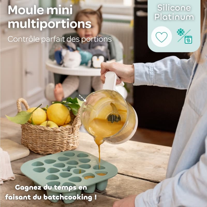 Mini Multiportions Silicone X20, vert sauge 35ml beaba 26/05 — vue 4 sur 7
