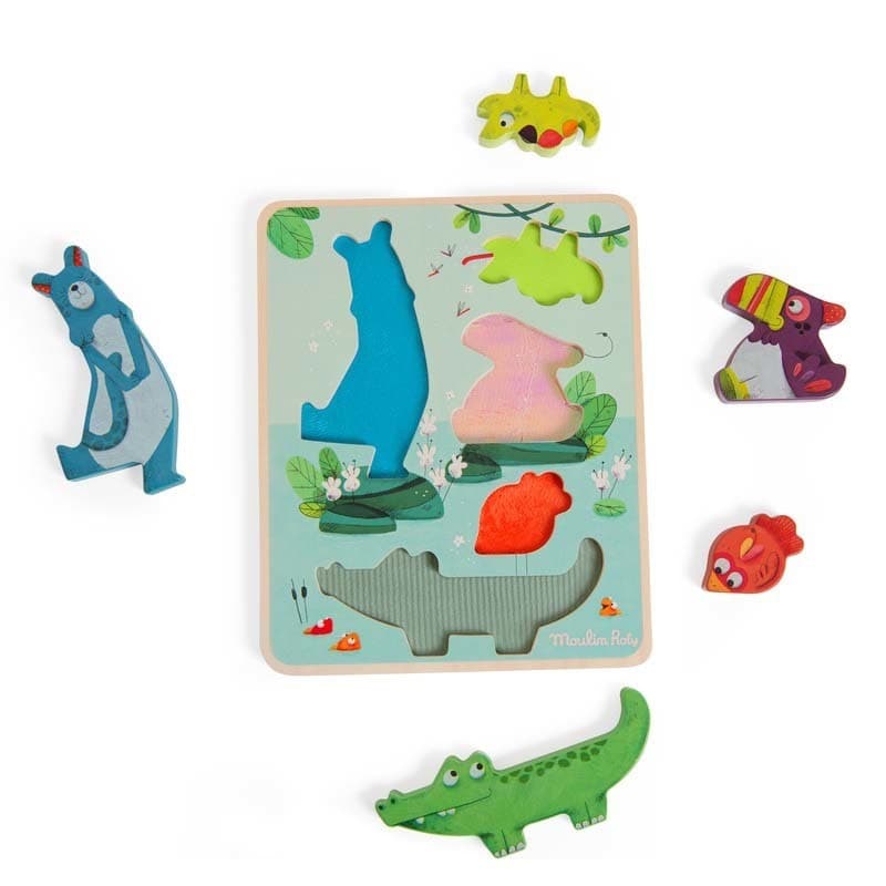 Puzzle Sensoriel Dans la Jungle, dans la jungle moulin roty multicolore 21x0x26 a-h-2021 — vue 1 sur 2