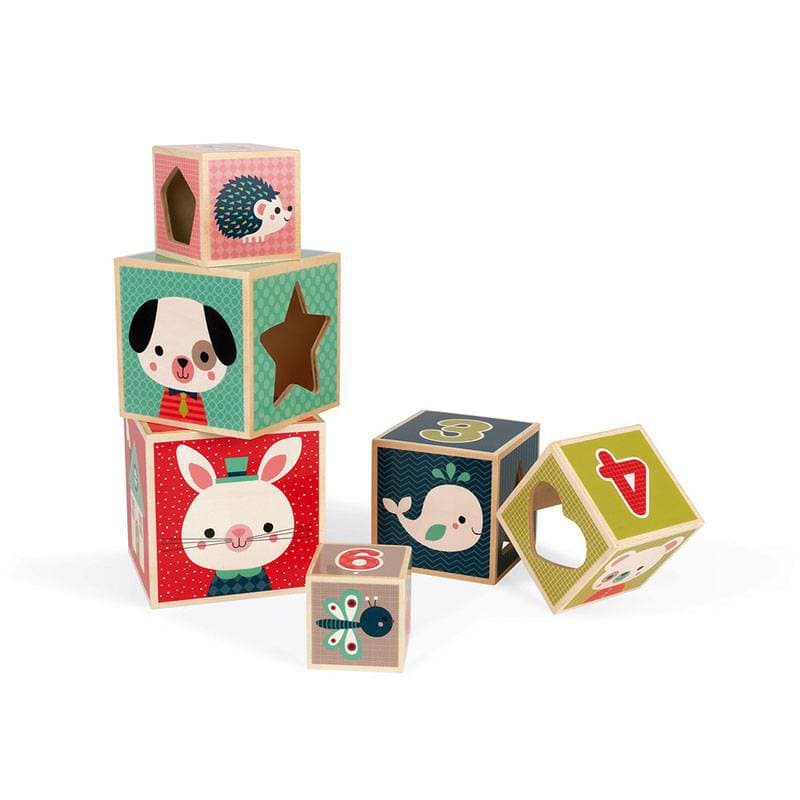 Pyramide 6 Cubes, jouets d'eveil janod multicolore 12 x 12 x 54 collection 2017 — vue 2 sur 5