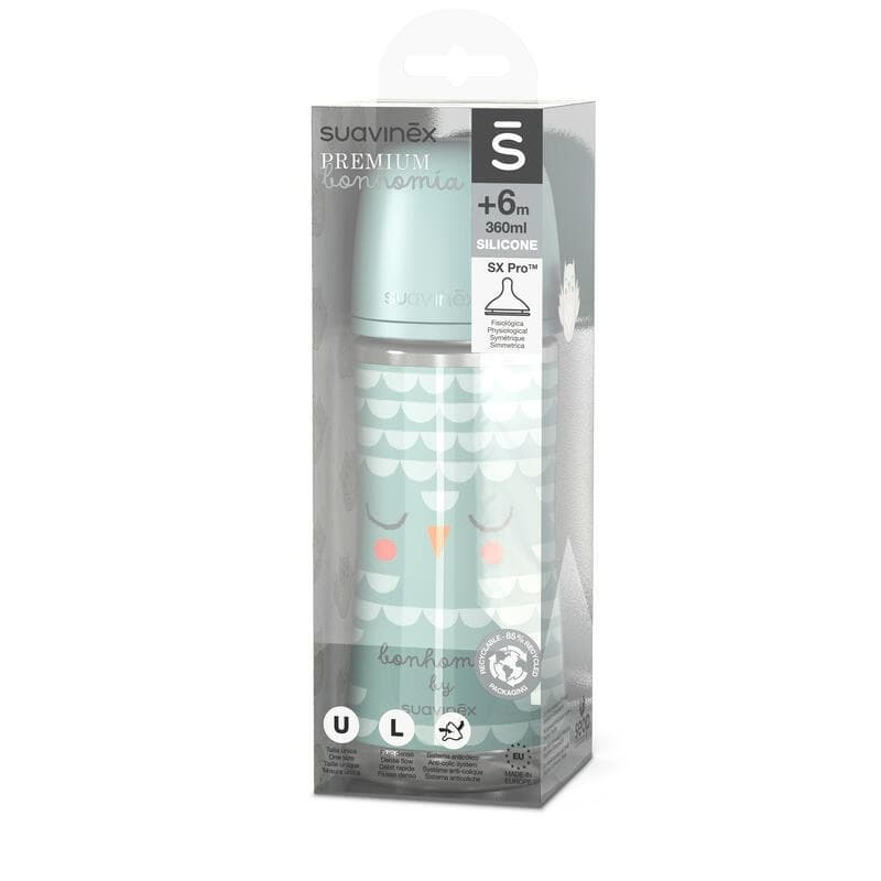 Biberon 360ml Bonhomia Vert, suavinex 2024 — vue 1 sur 2
