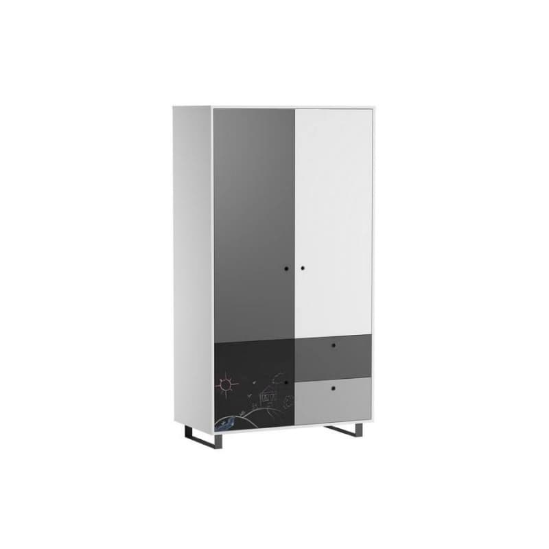 Armoire 2 Portes Ardoise Concept, blanc/graphite/gris/gris ardoi — vue 3 sur 4