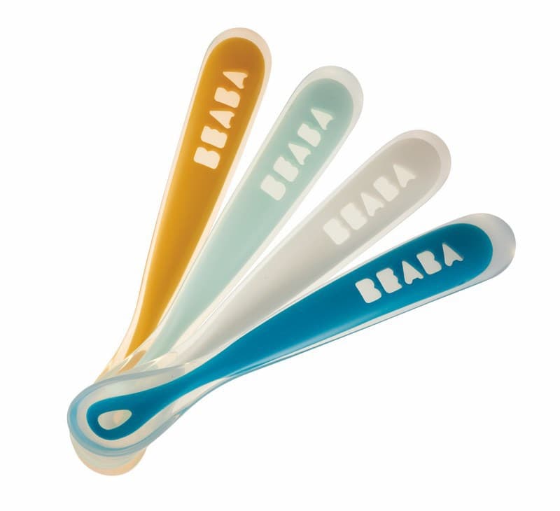 Lot 4 Cuilleres 1er Repas Soft Silicone Rainbow, beaba
