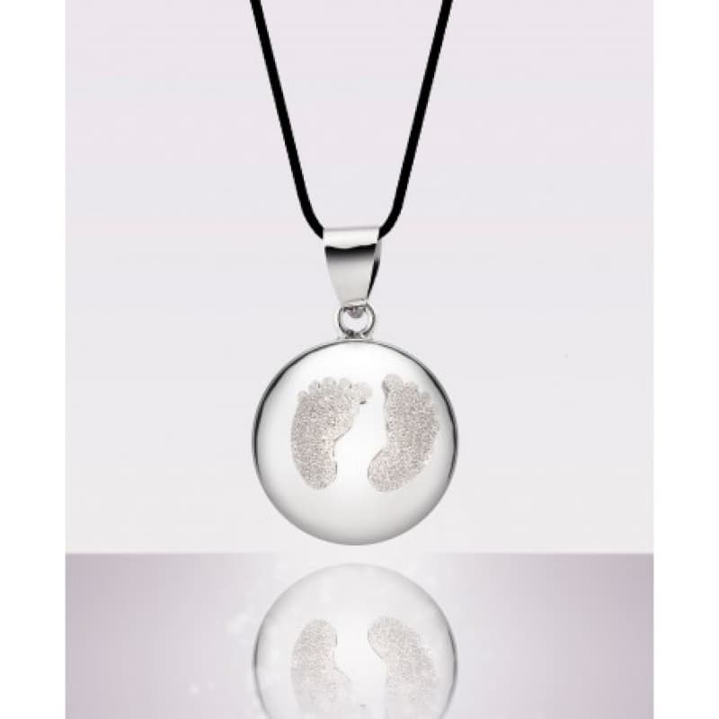 Bola Baby Feet, Rhodium/poudre de Diamant, avec Cordon Noir, babyfeet rhodium u