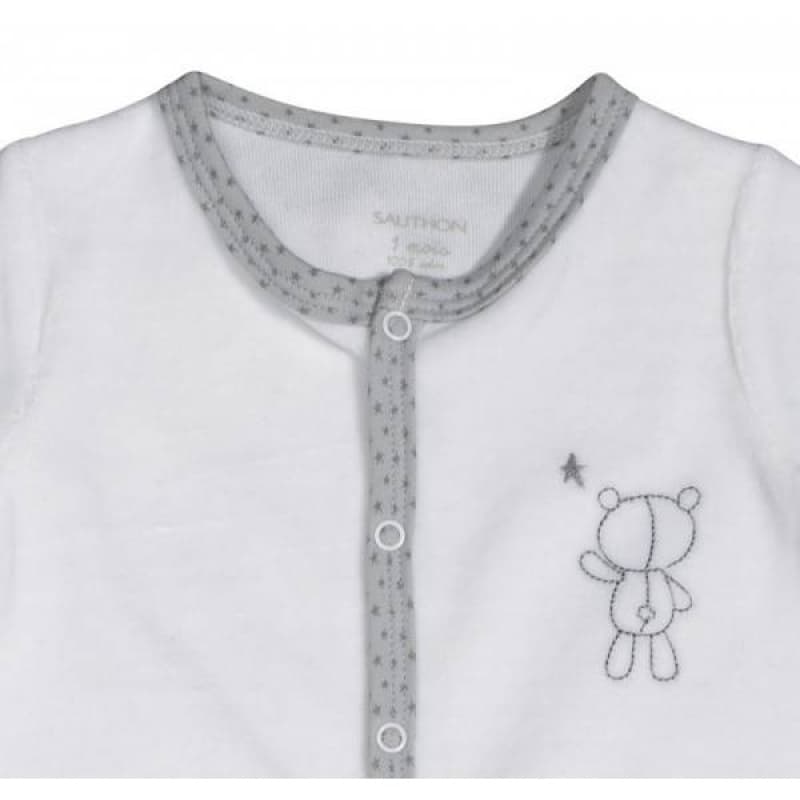 Pyjama Velours Celeste, celeste sauthon babywear blanc/gris clair 3 mois p — vue 1 sur 3