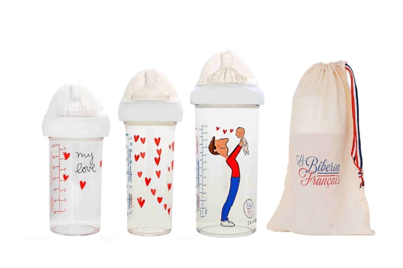 Set de 3 Biberons Papa-bebe, le biberon français transparent 8,5x8,5x28 per — vue 1 sur 2