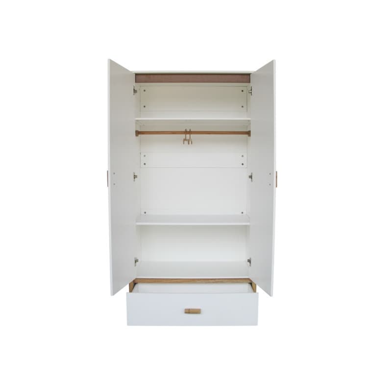 Oceane Armoire 1 Tiroir , 2 Portes. Pieds Canne Rotin, théo neige — vue 2 sur 3