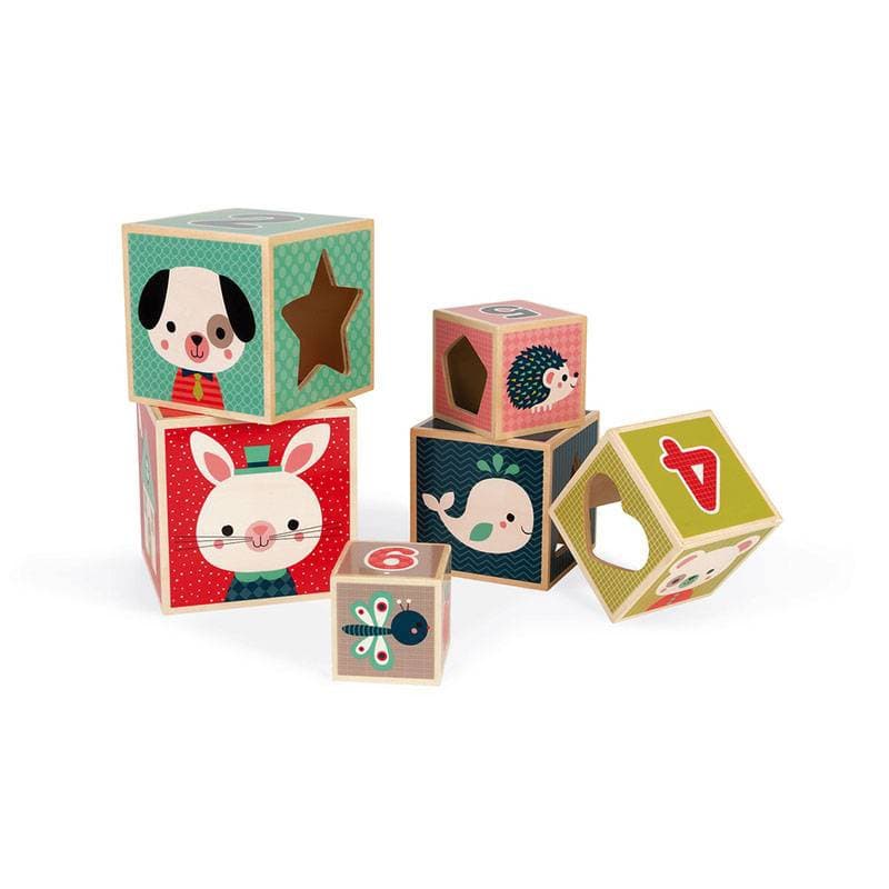 Pyramide 6 Cubes, jouets d'eveil janod multicolore 12 x 12 x 54 collection 2017 — vue 4 sur 5