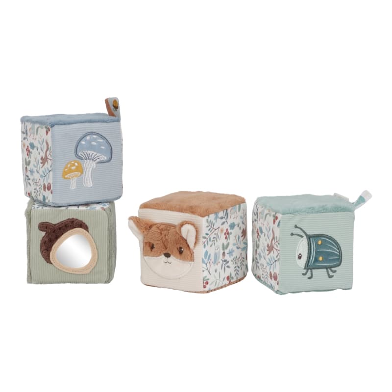 Lot de 4 Cubes Doux, marron bleu jaune multicolore forest friends little dutch — vue 1 sur 4