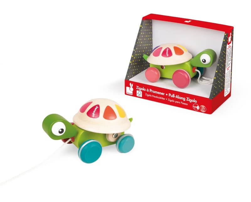 Tortue a Promener Zigolos, jouets d'eveil janod multicolore
