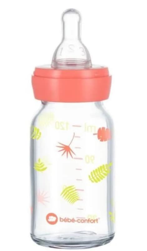 Biberon Col Etroit Verre 120ml Jungle Vibes, bebeconfort 0 43794